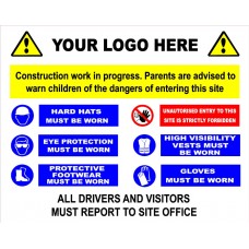 1000mm x 770mm Correx Site Safety Multisign  